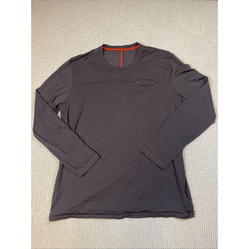 Icebreaker Men's XL 96% Wool Shirt Long Sleeve Base Layer Brown